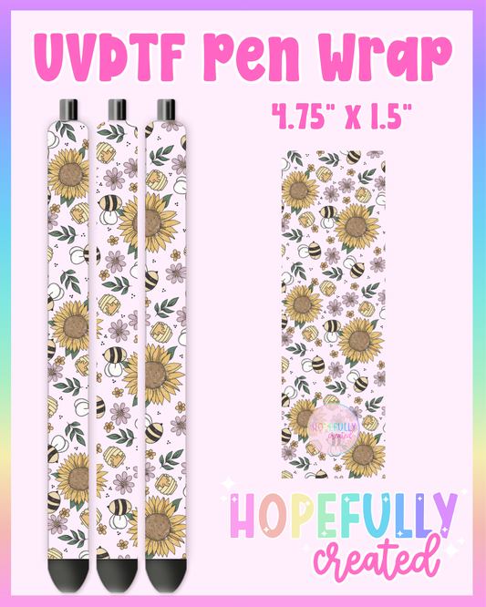 Sunflowers & Bees UVDTF Pen Wrap
