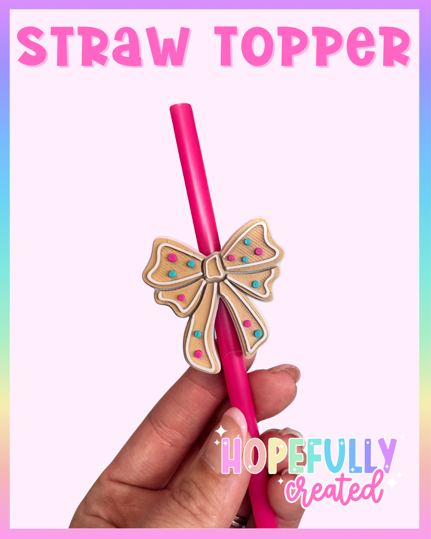 Sugar Cookie Bow Straw Topper