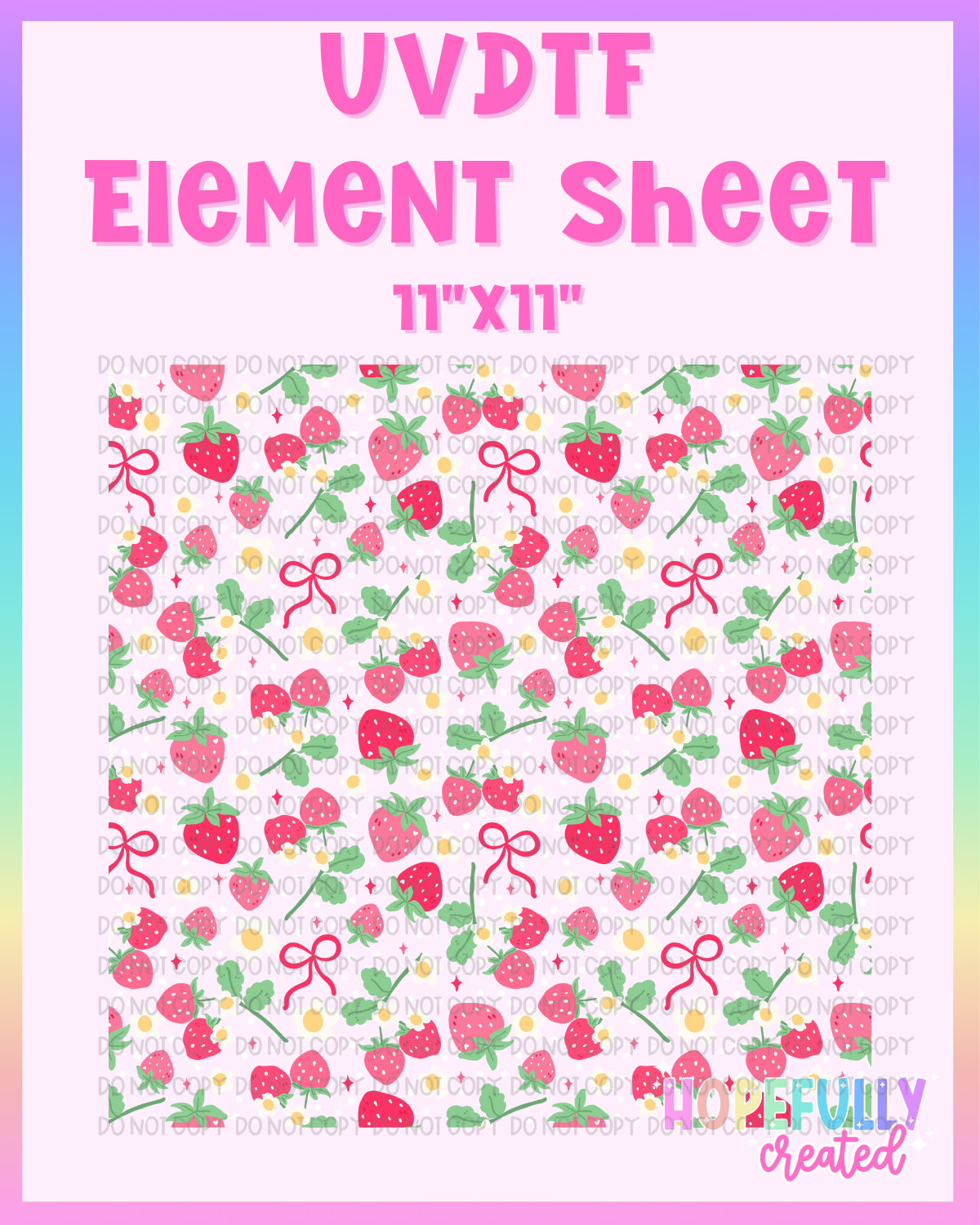 Strawberries & Bows UVDTF Element Sheet