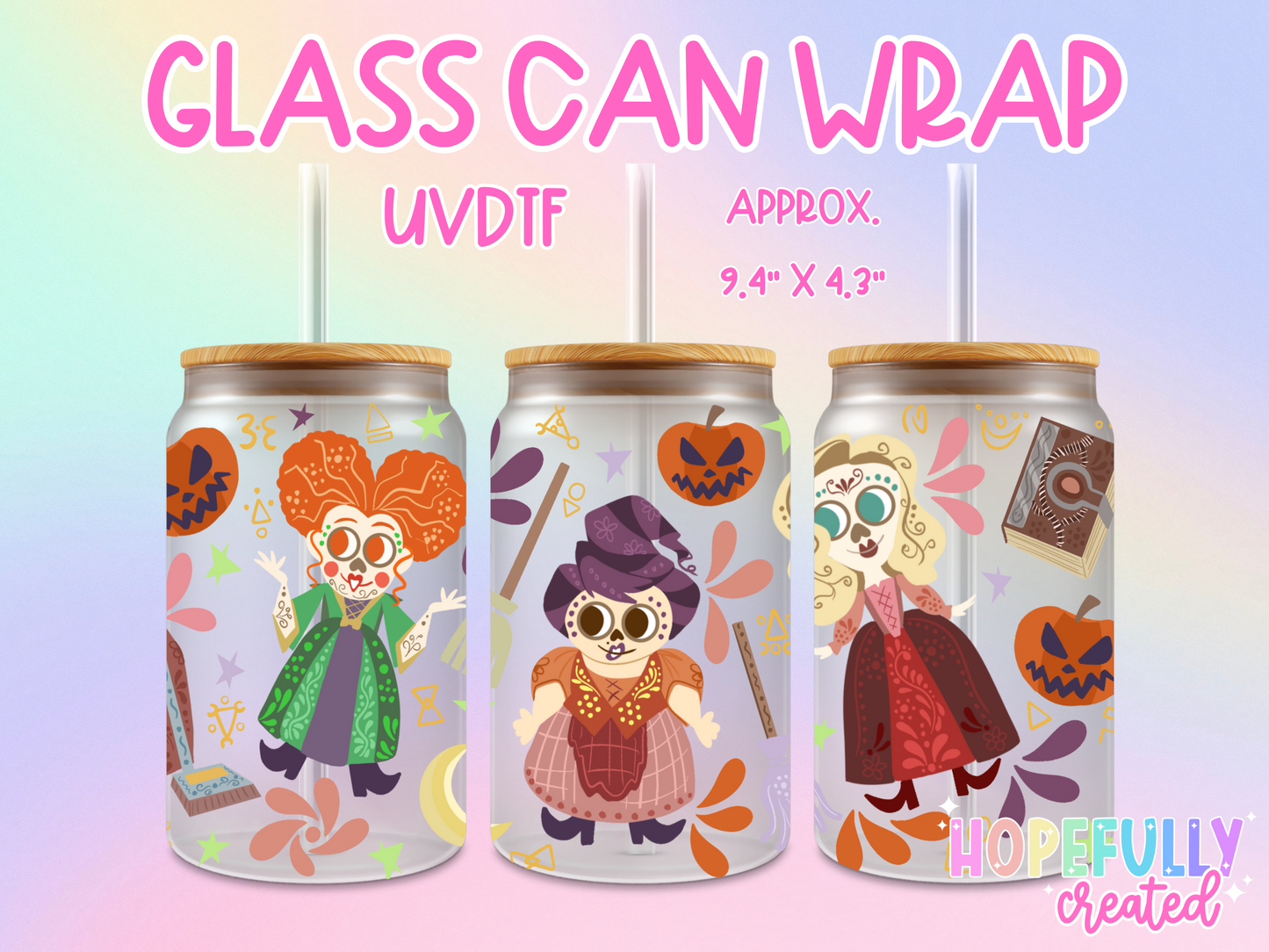 Hocus Pocus Muertos UVDTF Glass Can Wrap