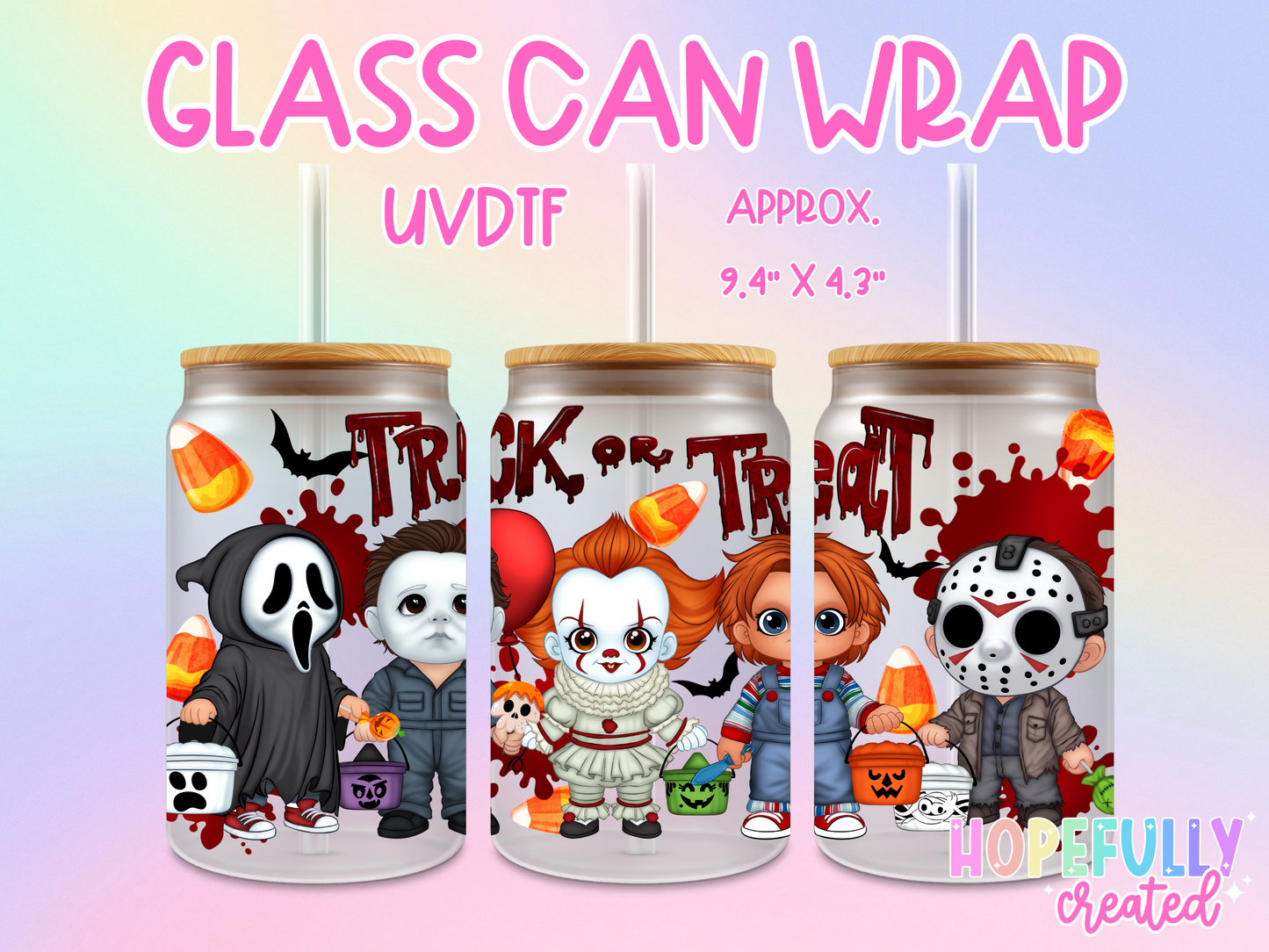 Horror Trick or Treat UVDTF Glass Can Wrap