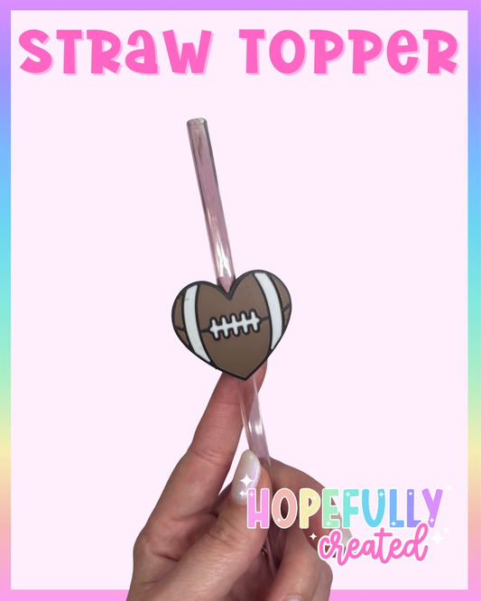 Football Heart Straw Topper