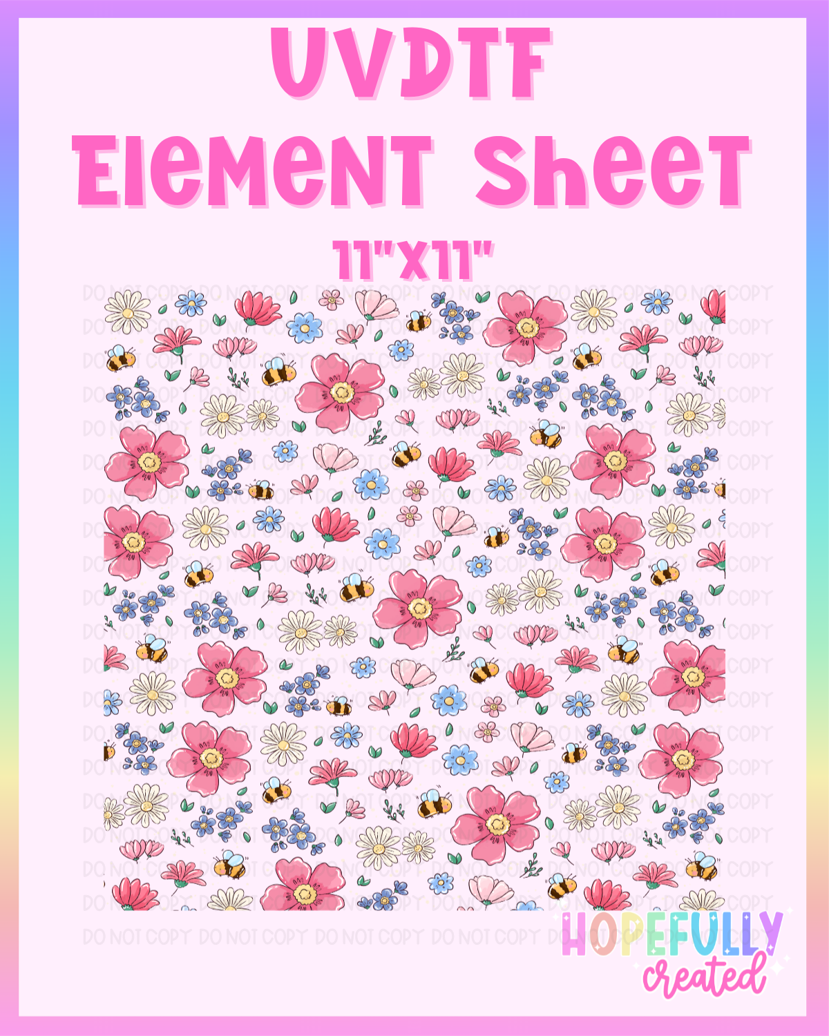 Floral Bees UVDTF Element Sheet