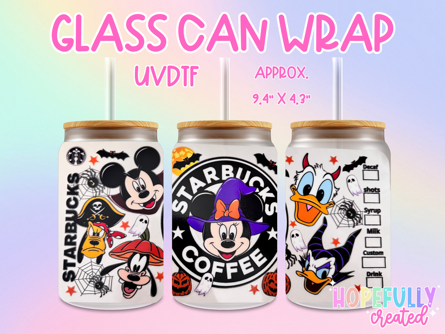 Mouse Coffee Halloween UVDTF Glass Can Wrap