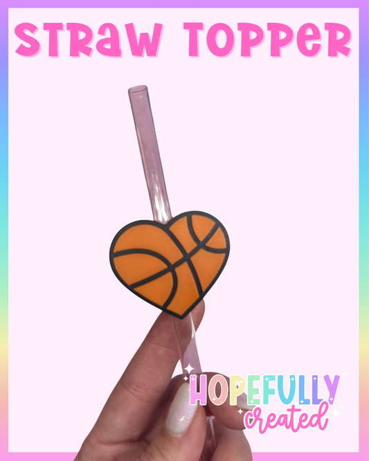 Basketball Heart Straw Topper