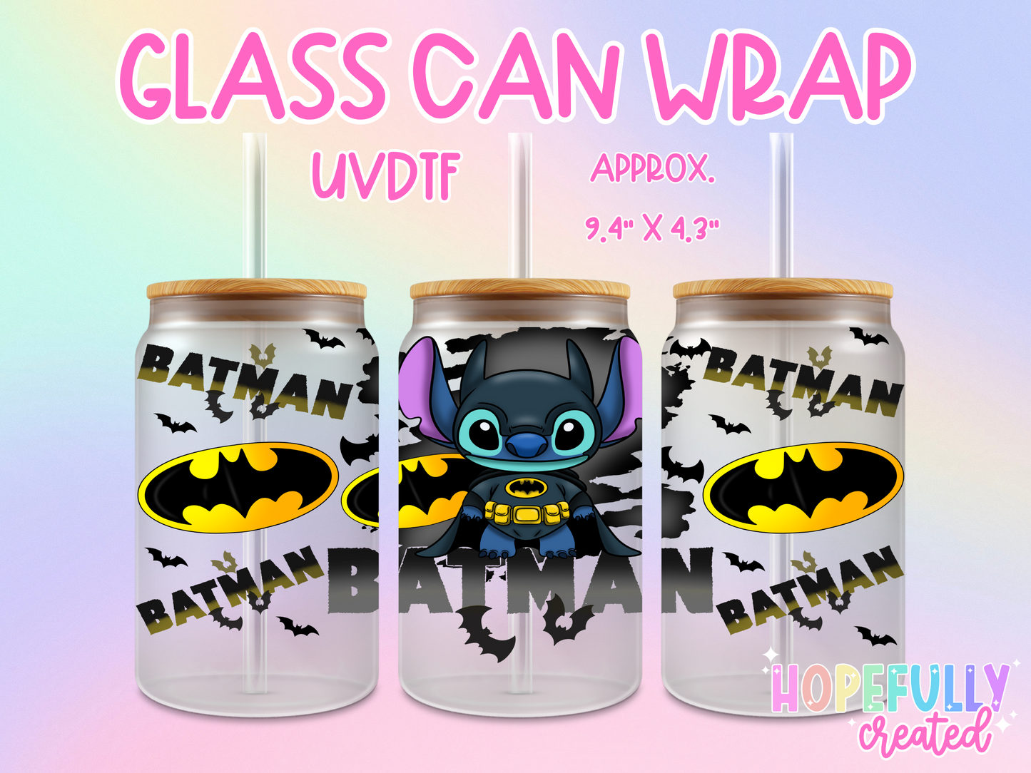 Bat Stitch UVDTF Glass Can Wrap