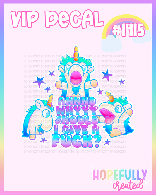 Unicorn **Adult Decal-1415 VIP