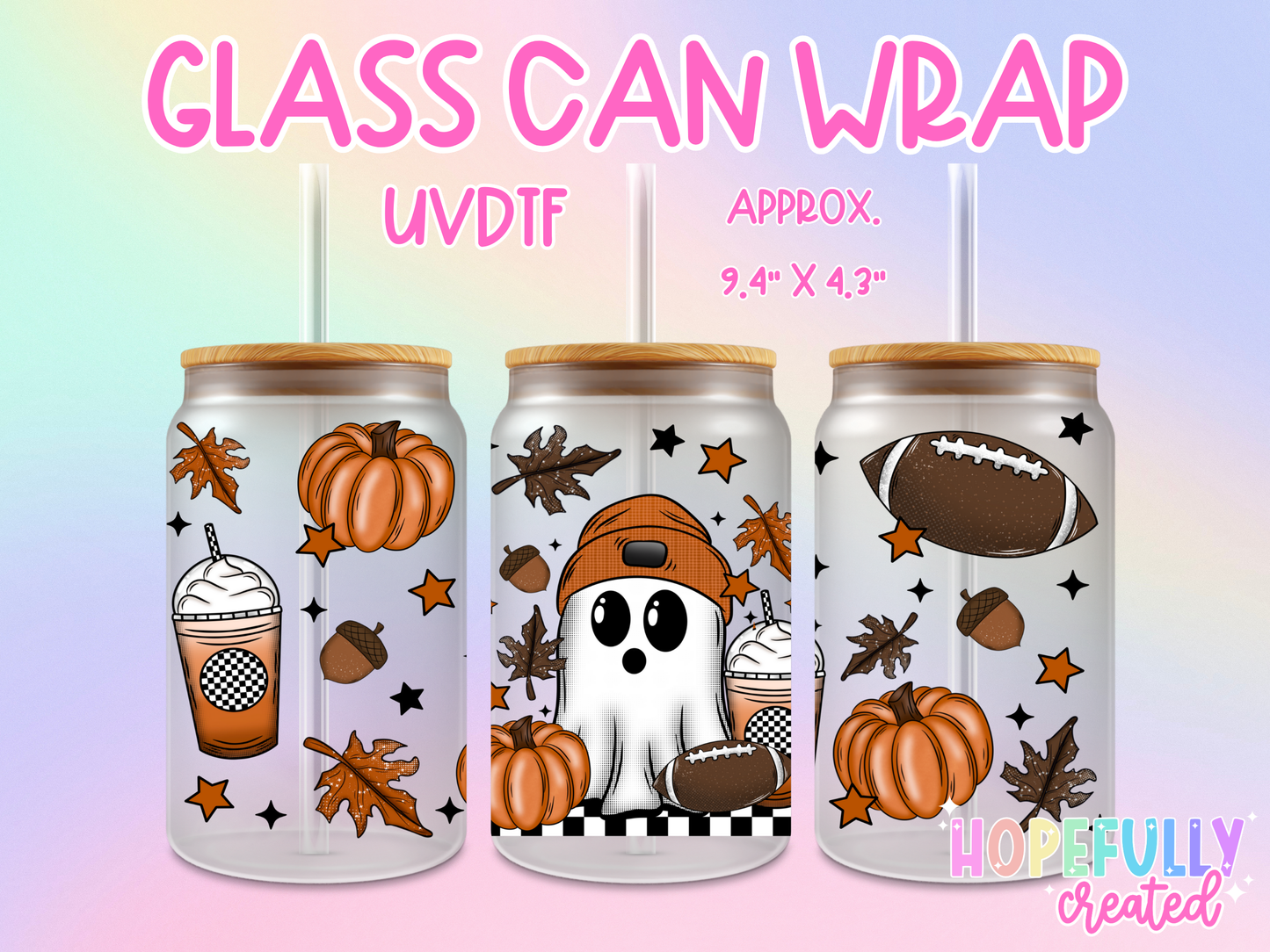 Football Ghost UVDTF Glass Can Wrap