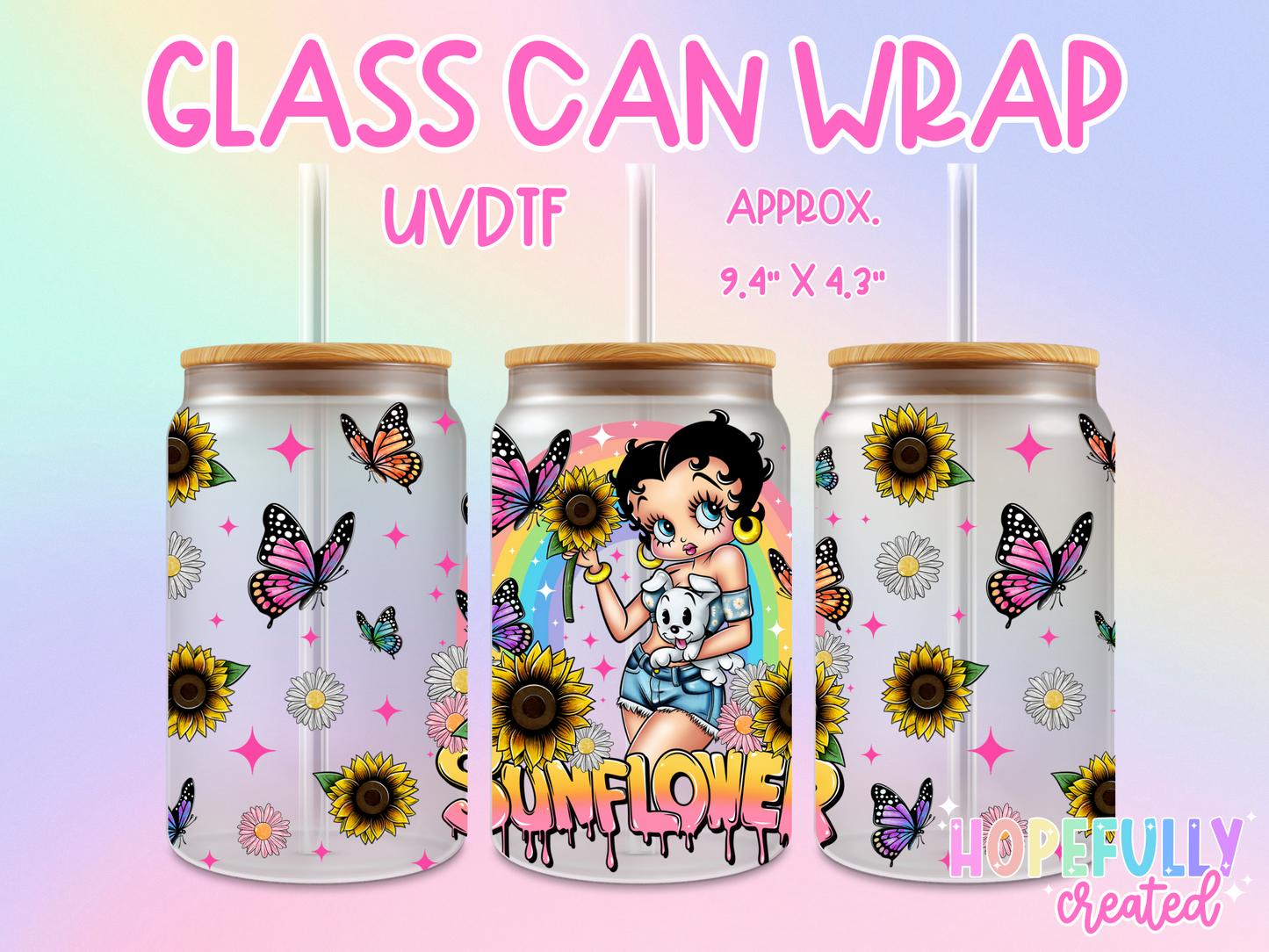 BB Sunflower UVDTF Glass Can Wrap