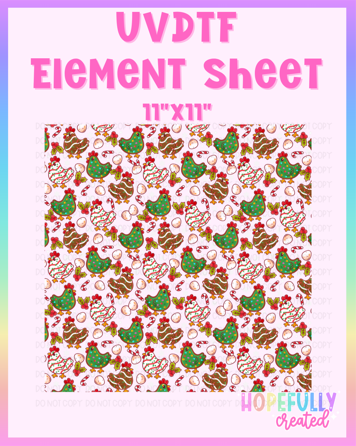 Christmas Chickens UVDTF Element Sheet