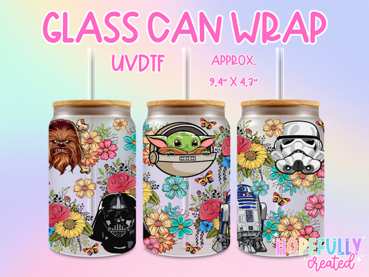 Floral SW UVDTF Glass Can Wrap