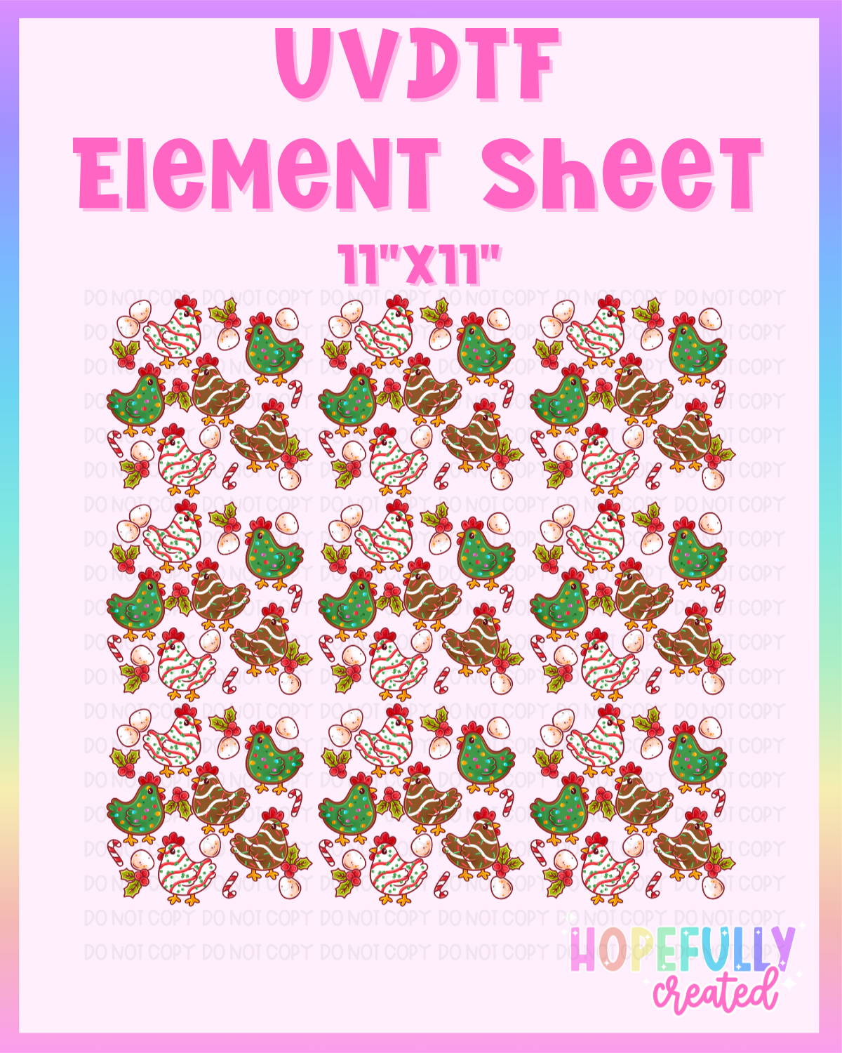 Christmas Chickens UVDTF Element Sheet