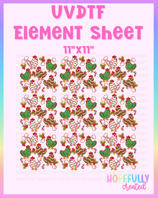 Christmas Chickens UVDTF Element Sheet