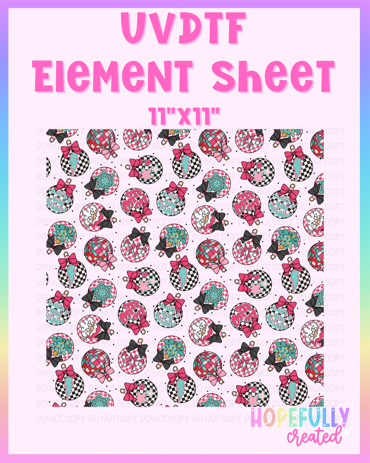 Christmas Ornaments UVDTF Element Sheet