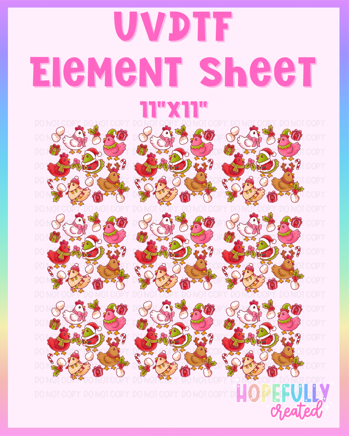 Christmas Chickens UVDTF Element Sheet