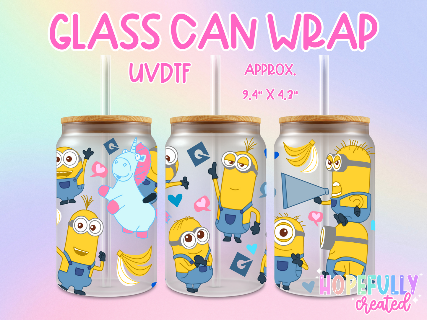 Minions UVDTF Glass Can Wrap