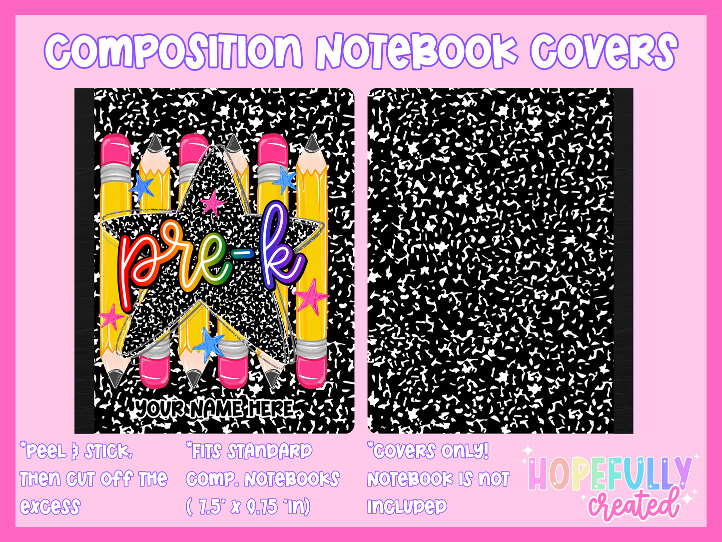 Pencils & Star Composition Notebook Cover