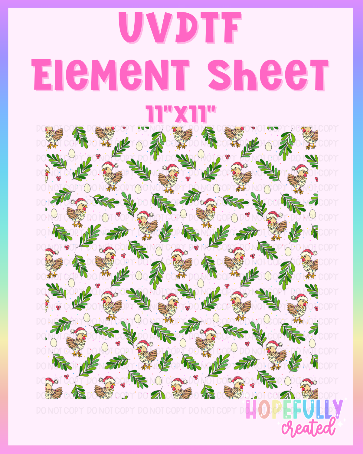 Christmas Chickens UVDTF Element Sheet