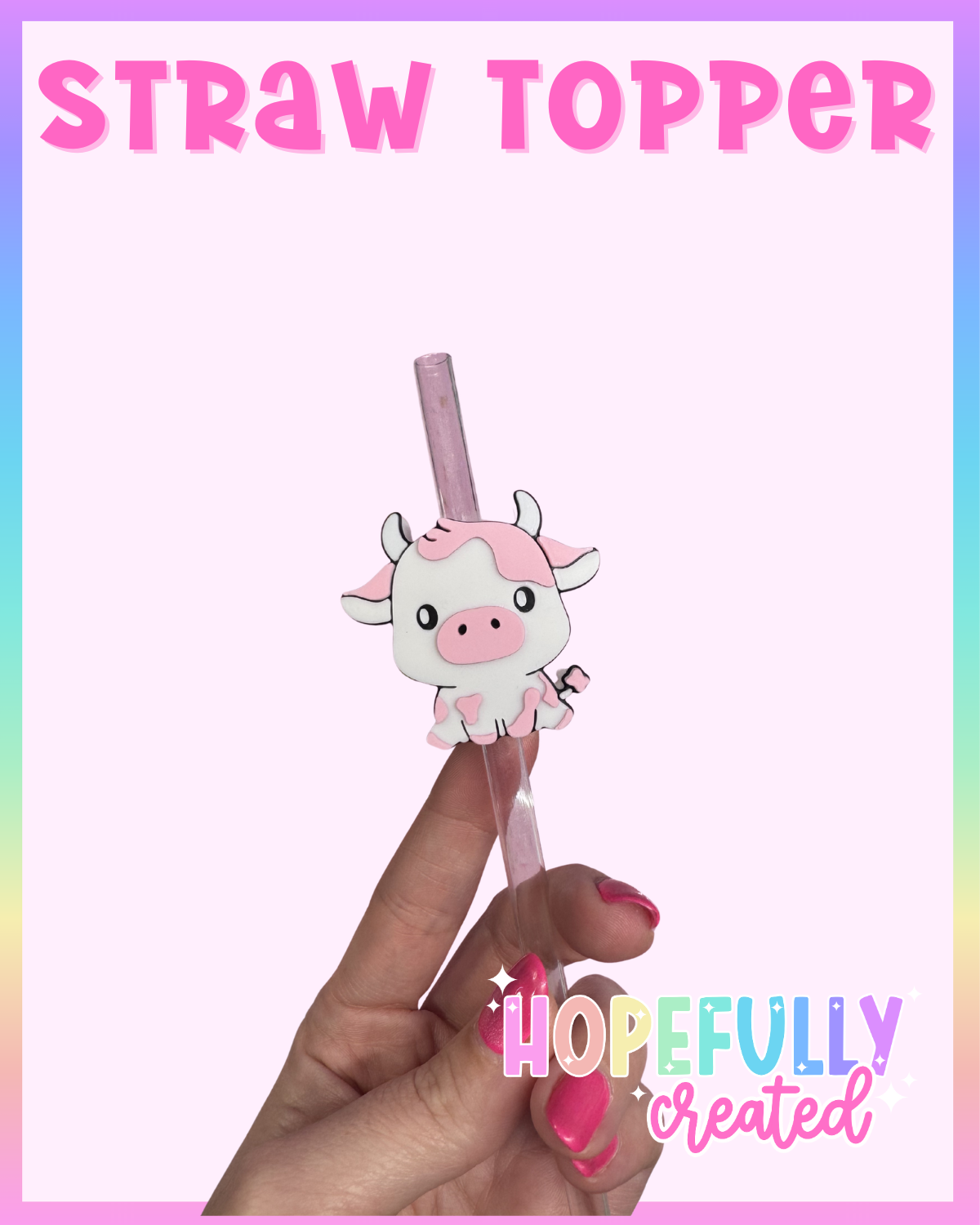 Pink Cow Straw Topper