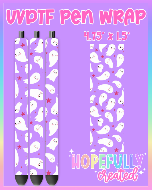Ghost Pink Stars UVDTF Pen Wrap