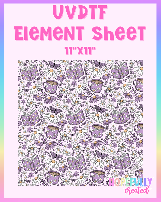 Floral Books Purple UVDTF Element Sheet