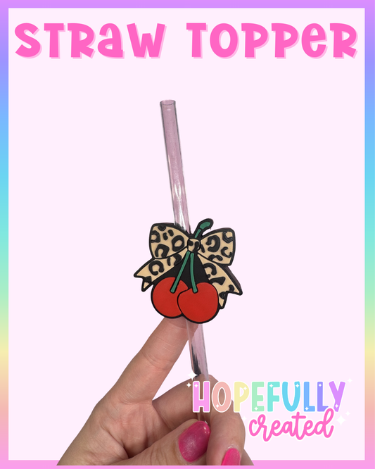 Leopard Cherry Straw Topper