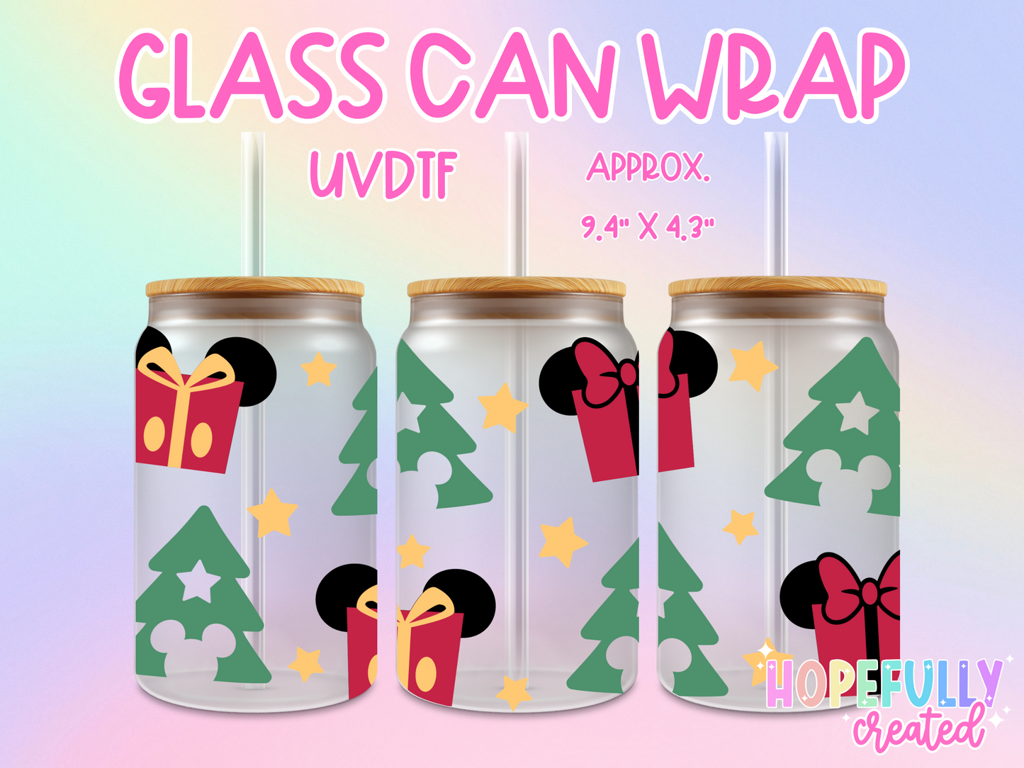 Mouse Present UVDTF Glass Can Wrap