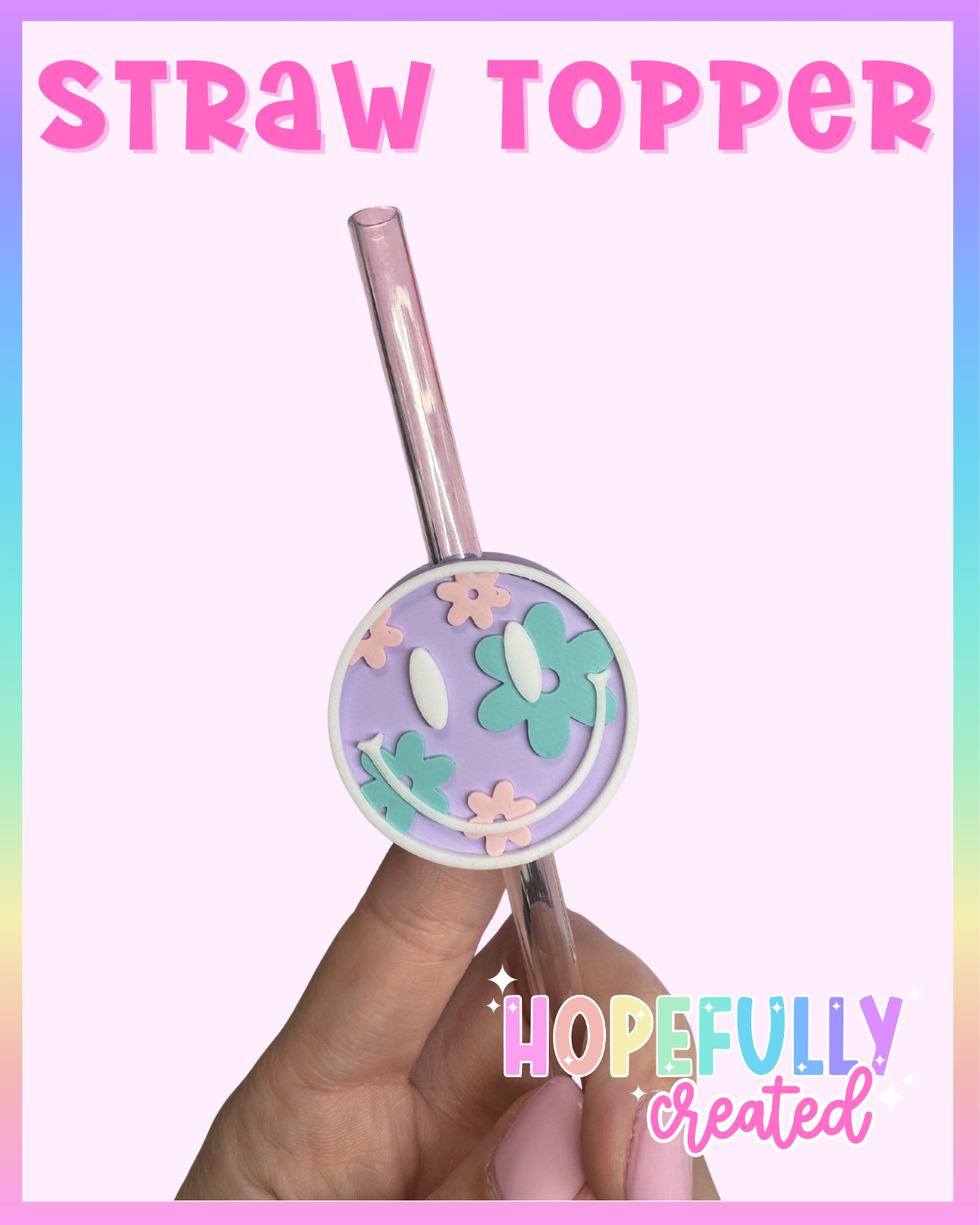 Floral Smiley Straw Topper