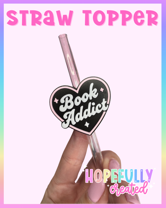 Book Addict Straw Topper