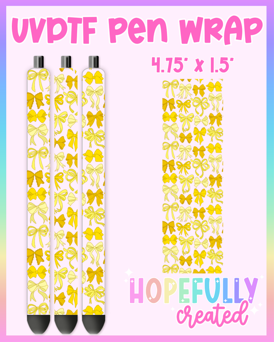 Yellow Bows UVDTF Pen Wrap