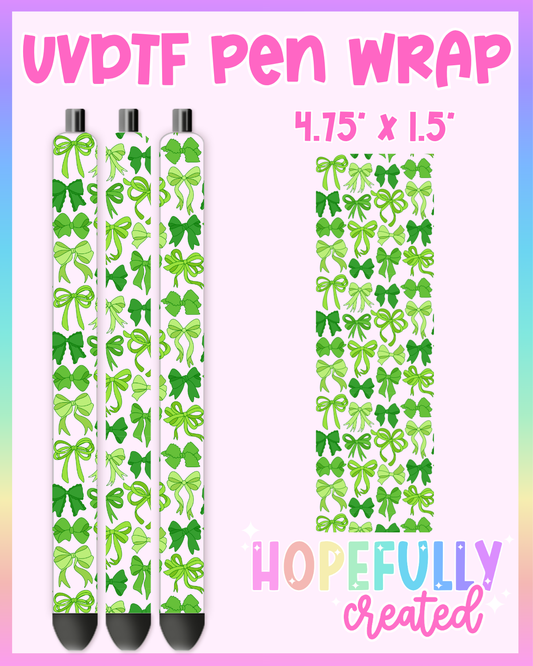 Green Bows UVDTF Pen Wrap