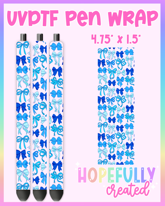 Blue Bows UVDTF Pen Wrap