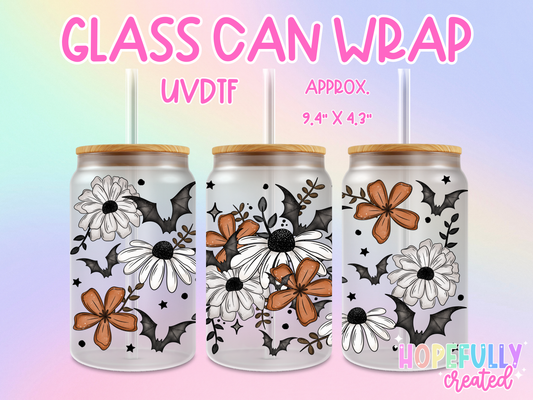 Floral Bats UVDTF Glass Can Wrap