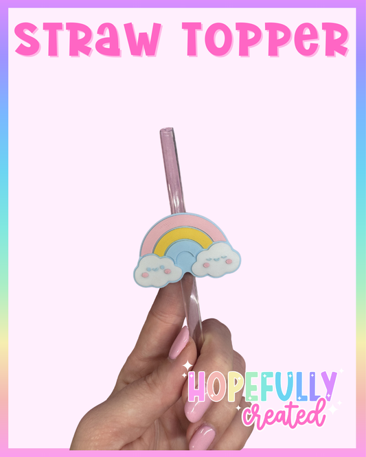 Pastel Rainbow Straw Topper
