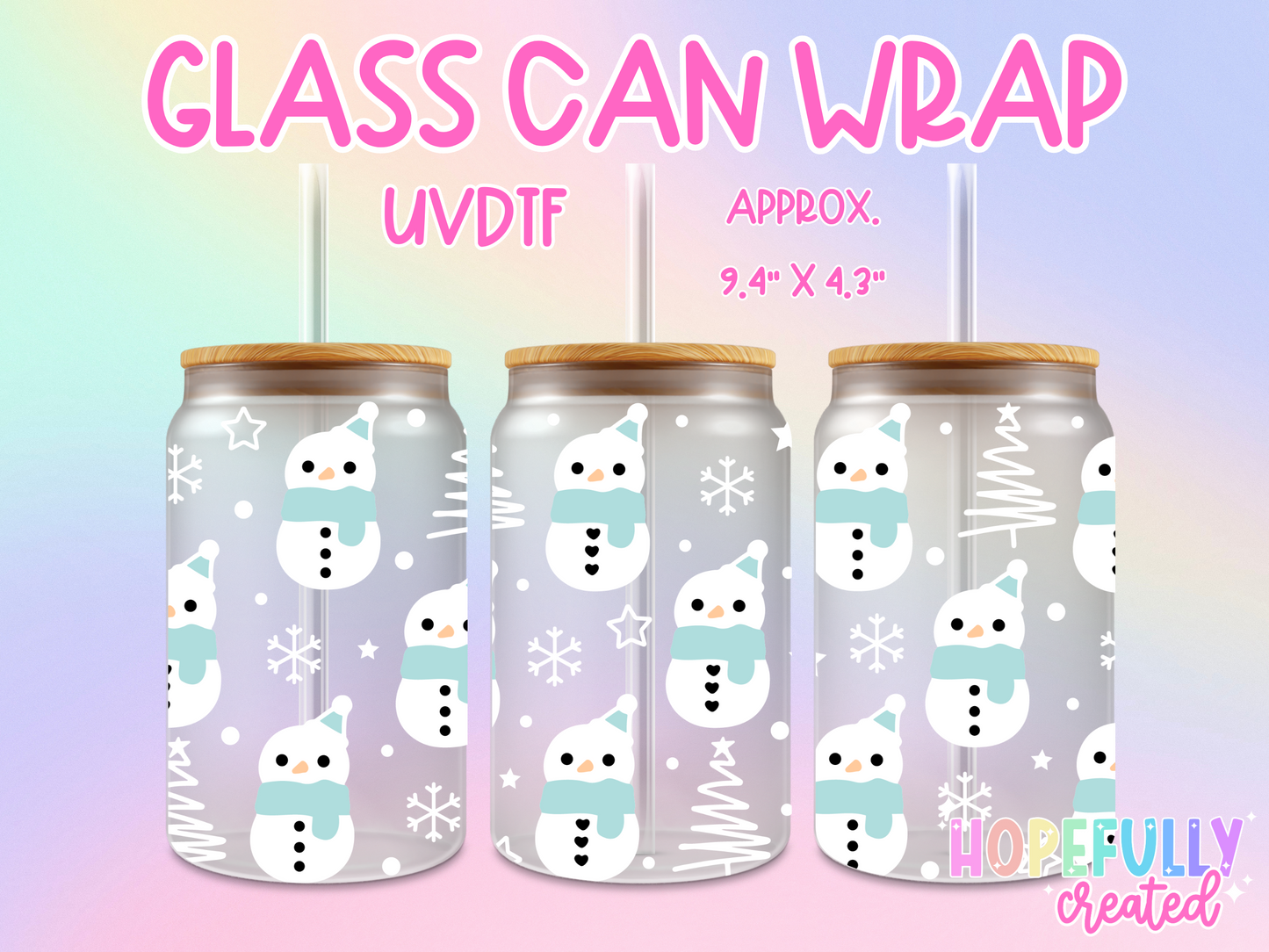 White Snowman UVDTF Glass Can Wrap