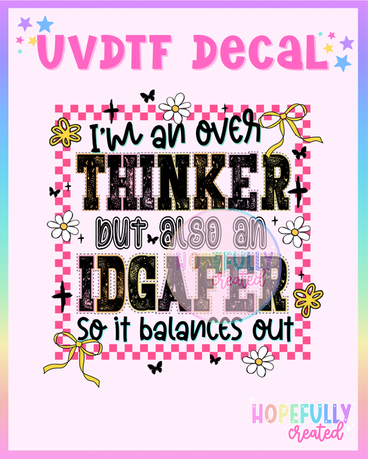 Overthinker UVDTF Decal