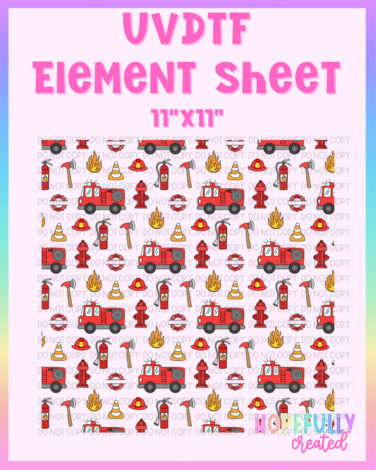 Firetruck UVDTF Element Sheet **Discounted *READ DESCRIPTION*