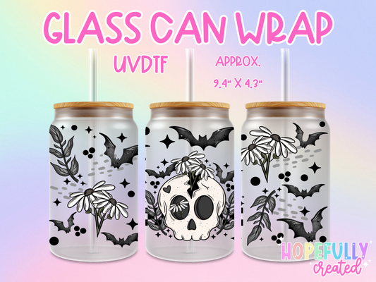 Skull Bats UVDTF Glass Can Wrap