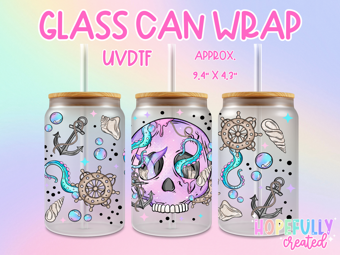 Under the Sea Skull UVDTF Glass Can Wrap