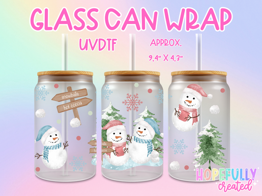 Snowman UVDTF Glass Can Wrap