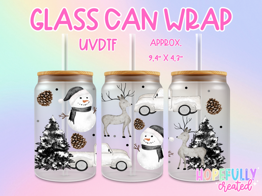 Snowman Neutral UVDTF Glass Can Wrap