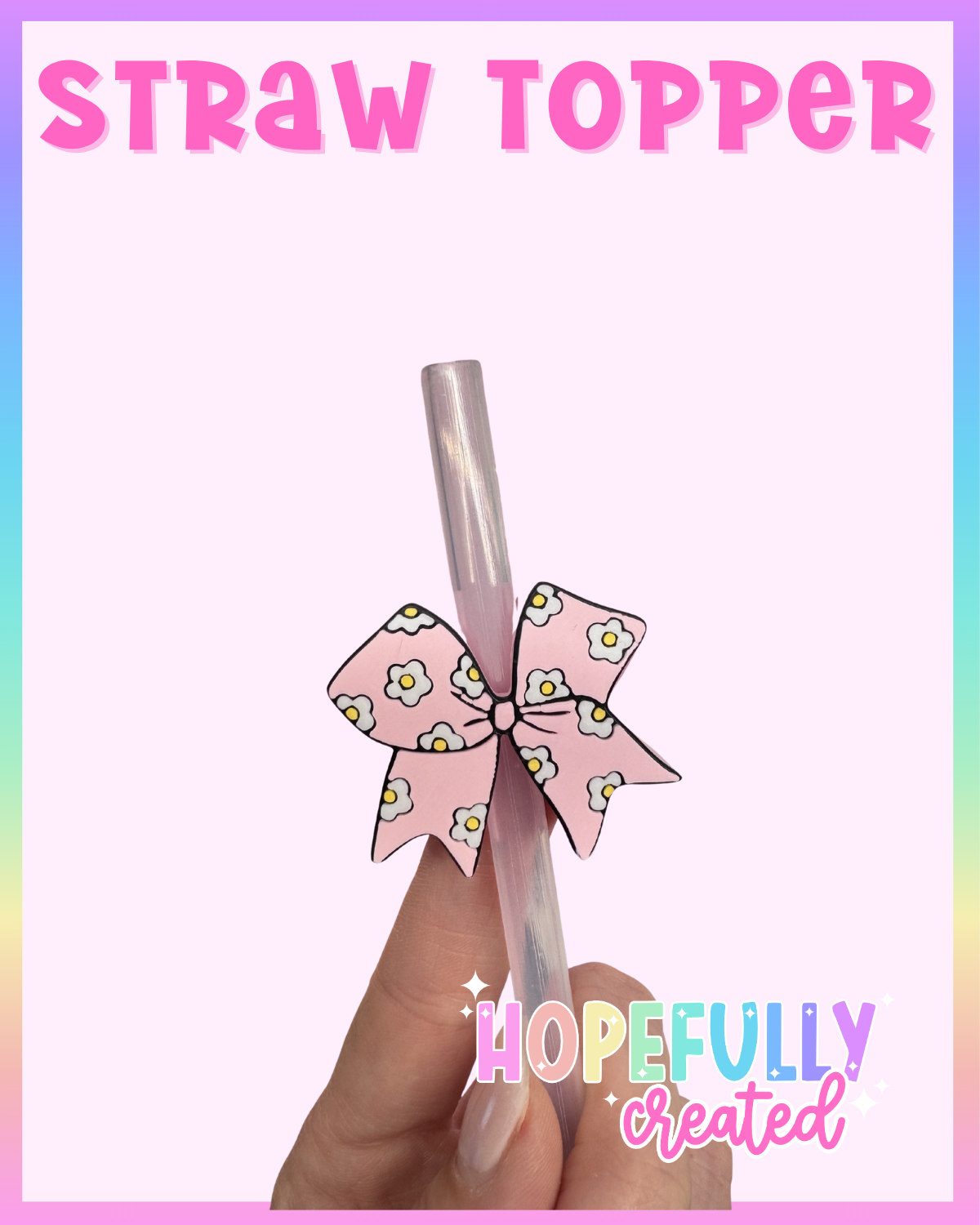 Flower Bow Straw Topper