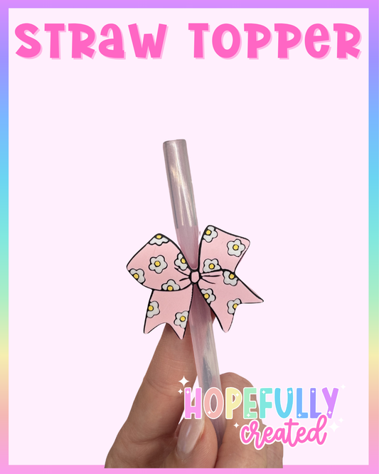 Flower Bow Straw Topper