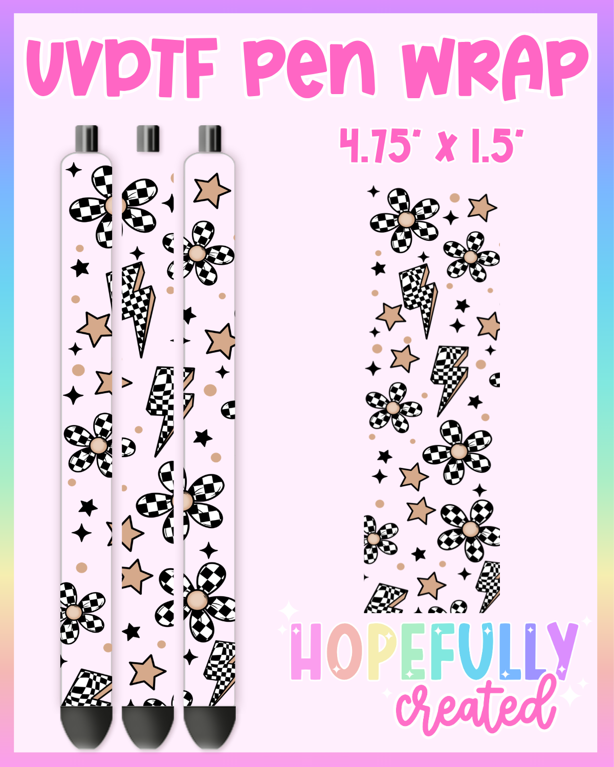 Floral Checker UVDTF Pen Wrap