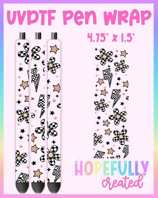 Floral Checker UVDTF Pen Wrap