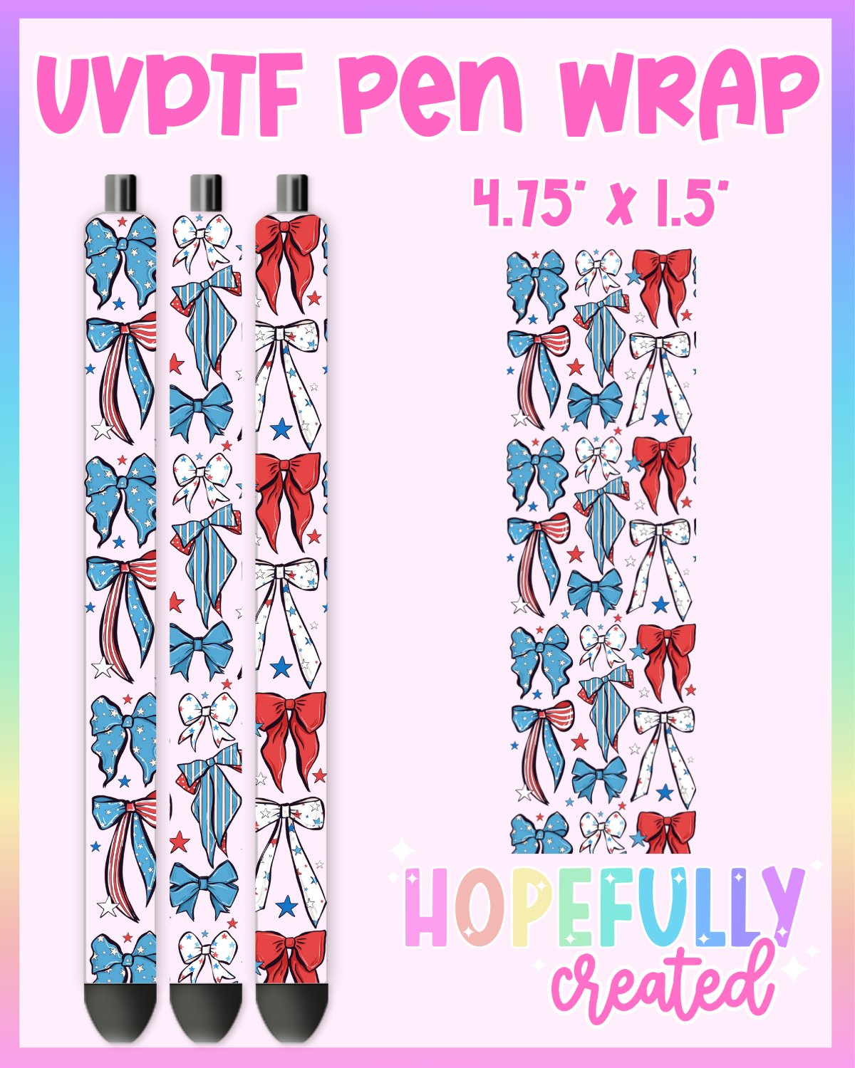 Red Blue Bow UVDTF Pen Wrap