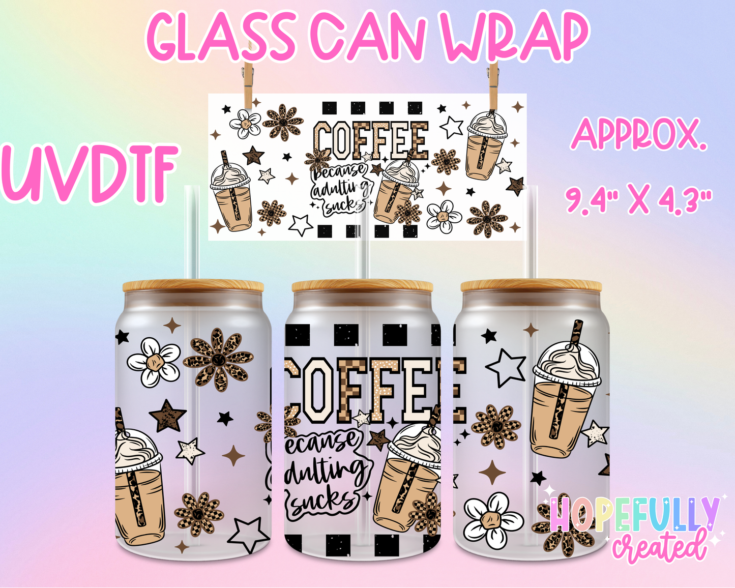 Coffee UVDTF Glass Can Wrap