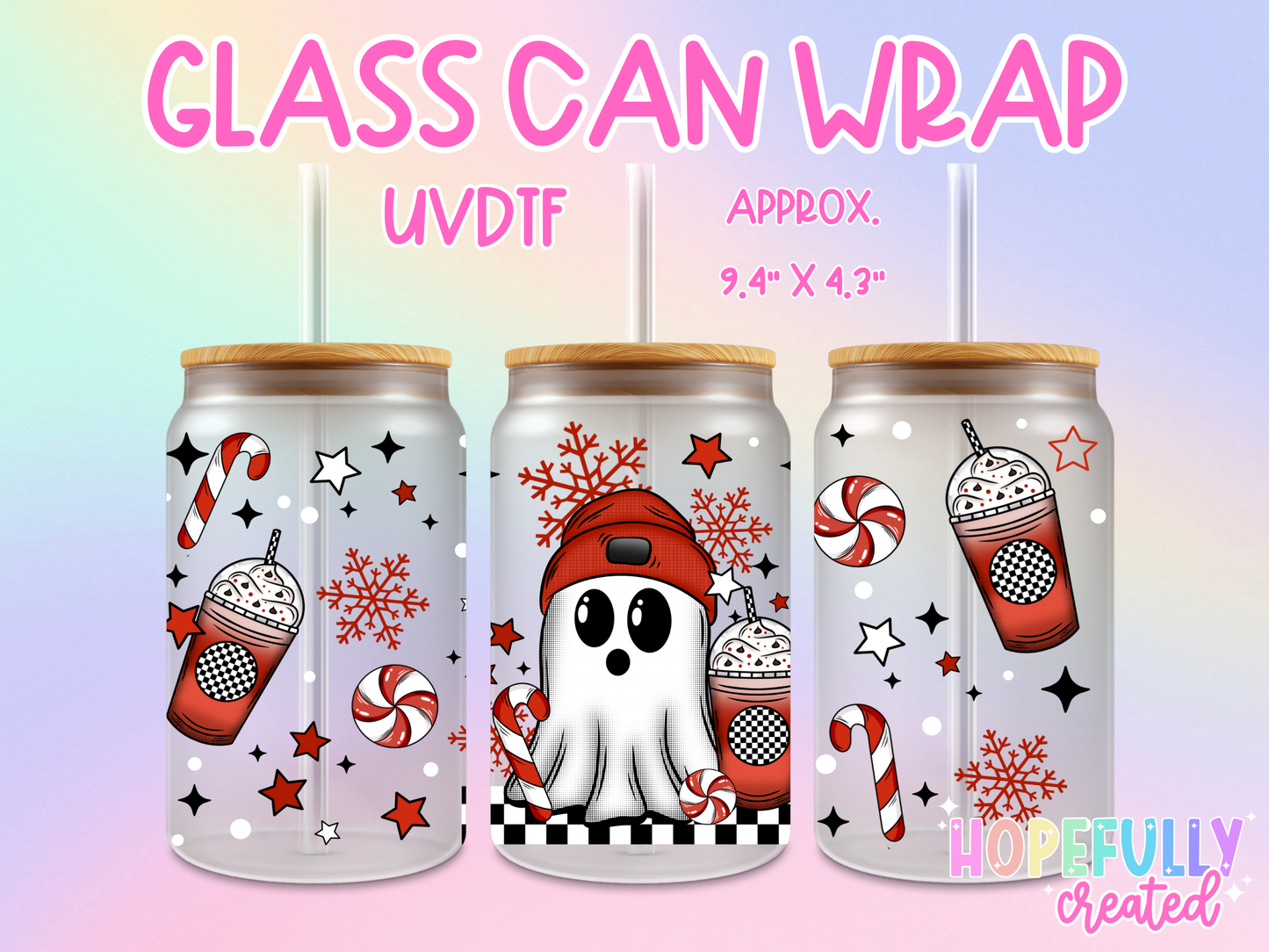 Peppermint Ghost UVDTF Glass Can Wrap