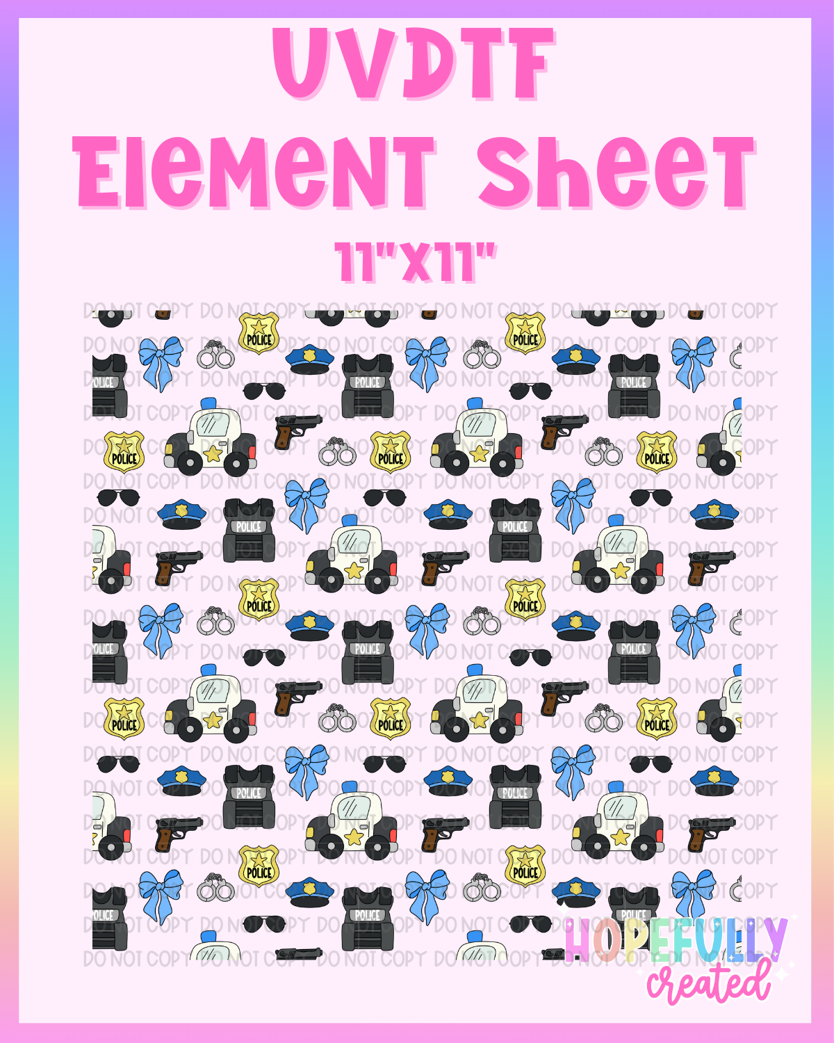 Police UVDTF Element Sheet **Discounted *READ DESCRIPTION*
