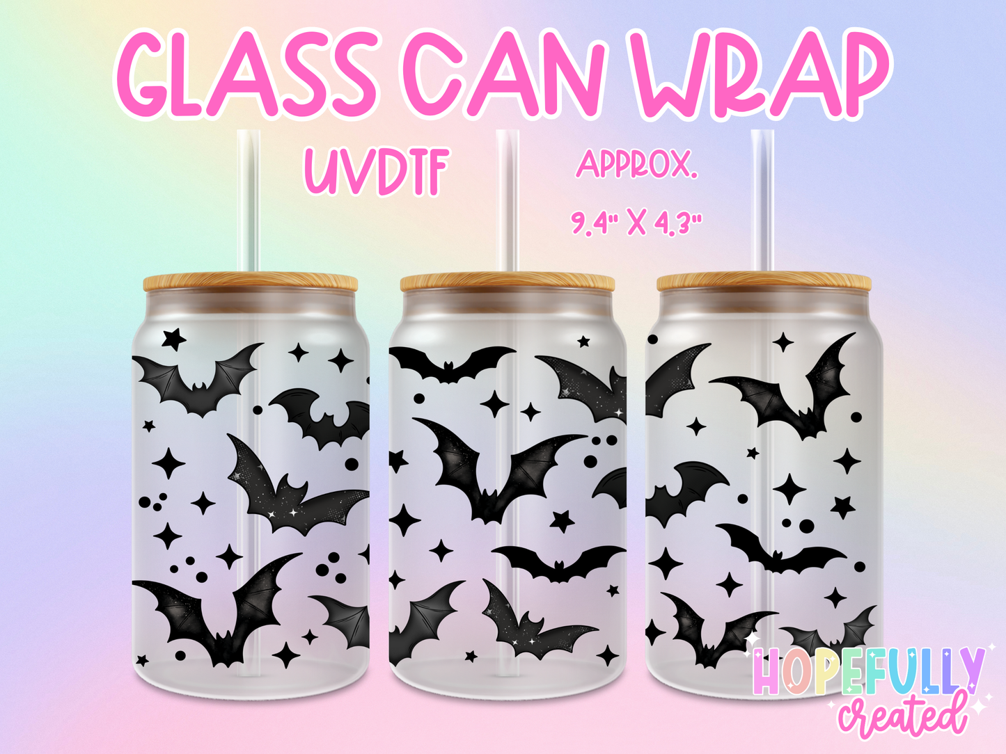 Bats UVDTF Glass Can Wrap